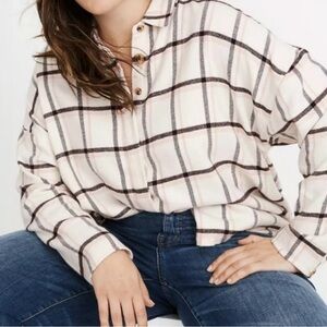 Madewell Plaid Flanel Bromley Button Up Long Sleve Shirt Size S